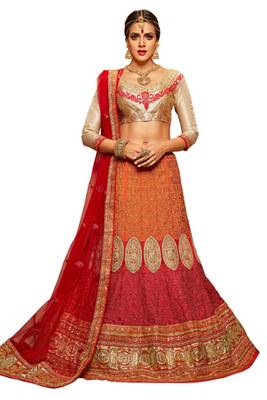 Multicolor embroidered crepe lehenga choli 1