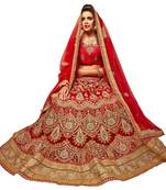 Red embroidered net lehenga choli