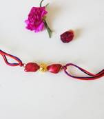Red And Purple Stone Work Rakhi