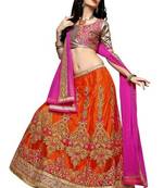 Orange embroidered net lehenga choli