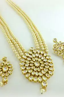 BEAUTIFUL BIG PENDENT KUNDAN PEARL NECKLACE SET