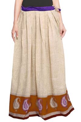 Beige cotton printed skirt 1