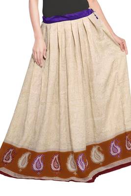 Beige cotton printed skirt 2
