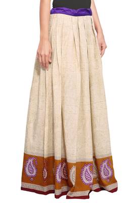 Beige cotton printed skirt 3