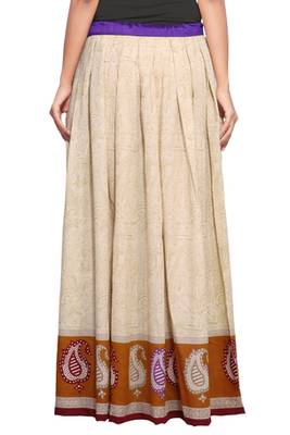 Beige cotton printed skirt 4