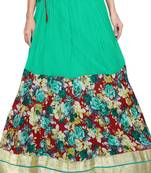 Sea green and maroon georgette crush skirt