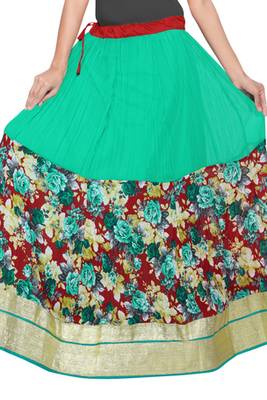 Sea green and maroon georgette crush skirt 2