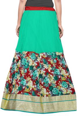 Sea green and maroon georgette crush skirt 4