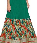 Turquoise georgette crush printed skirt