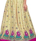 Golden satin block pink border skirt