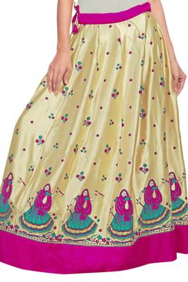 Golden satin block pink border skirt 2