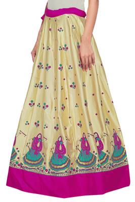 Golden satin block pink border skirt 3