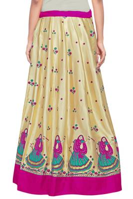 Golden satin block pink border skirt 4
