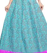 Blue cotton block print skirt