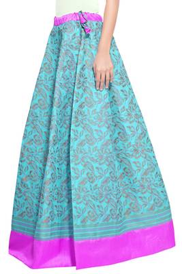 Blue cotton block print skirt 3