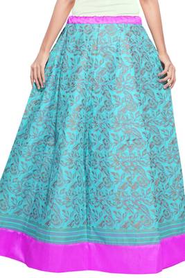 Blue cotton block print skirt 4