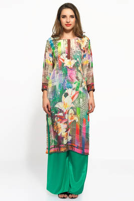 Multicolor printed crepe stitched kurti 1