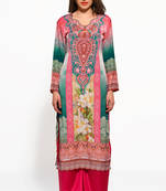 Multicolor printed crepe stitched kurti