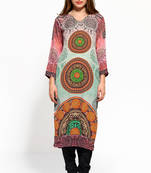 Multicolor printed crepe stitched kurti