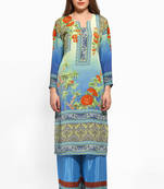 Multicolor printed crepe stitched kurti