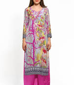 Multicolor printed crepe stitched kurti