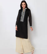Black Cotton Embroidered Kurti