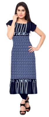 Blue printed crepe stitched kurti 1