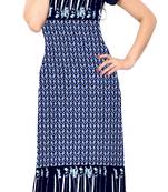 Blue printed crepe stitched kurti