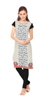 Peach printed crepe stitched kurti 1