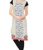Peach printed crepe stitched kurti