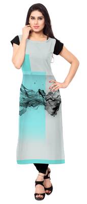Green printed crepe stitched kurti 1