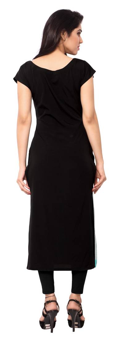 Green printed crepe stitched kurti