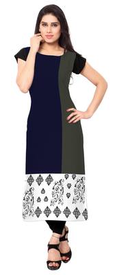 Blue printed crepe stitched kurti 1