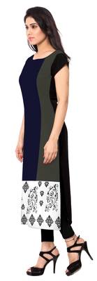 Blue printed crepe stitched kurti 2