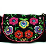 Black Floral Embroidered Sling
