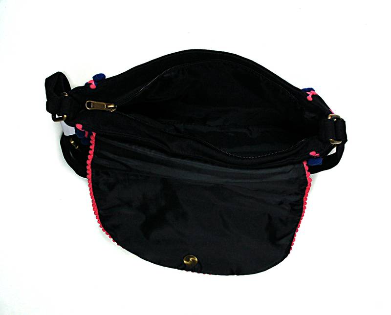 Black Floral Embroidered Sling