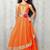 orange satin designer embroidered partywear kids gown kids wear