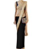 cream embroidered net saree With Blouse