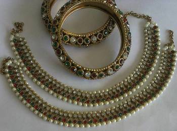 Designer Multi colour Anklets with Traditional Multi colour Bangles 1