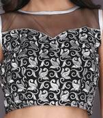 Black silver embroidered velvet blouse