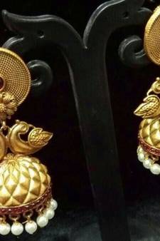 MATT FINISH Gold RUBY jhumkas