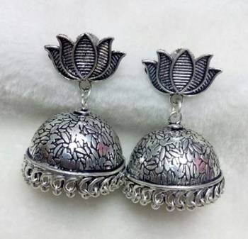 Tribal german silver jhumka earring 1