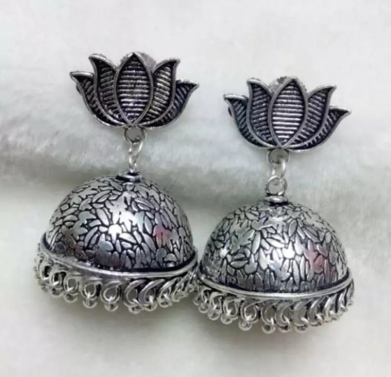 Tribal german silver jhumka earring