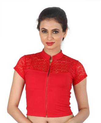 Red hosiery plain stitched blouse 1