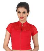 Red hosiery plain stitched blouse