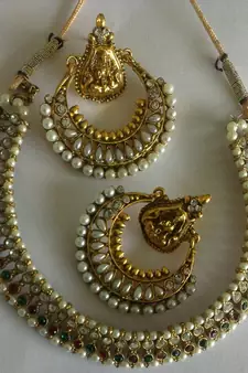 Designer Ram Leela Pearl Earings with Traditional Multi colour Necklace