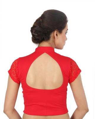 Red hosiery plain stitched blouse 3