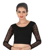 Black hosiery plain stitched blouse