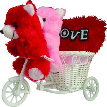Cute Multi Teddybear Sitting On Pink Cycle Valentine Gift Set 1