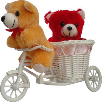 Cute Couple Teddy Sitting In Pink Cycle Valentine Gift Set 1
